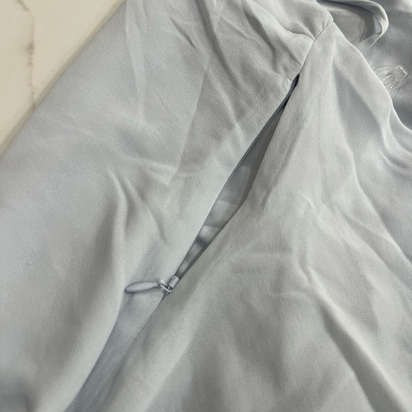 Brand New Oh Polly Halter Neck Cowl Back Georgette Mini Dress in Sky Grey - Picture 7 of 7